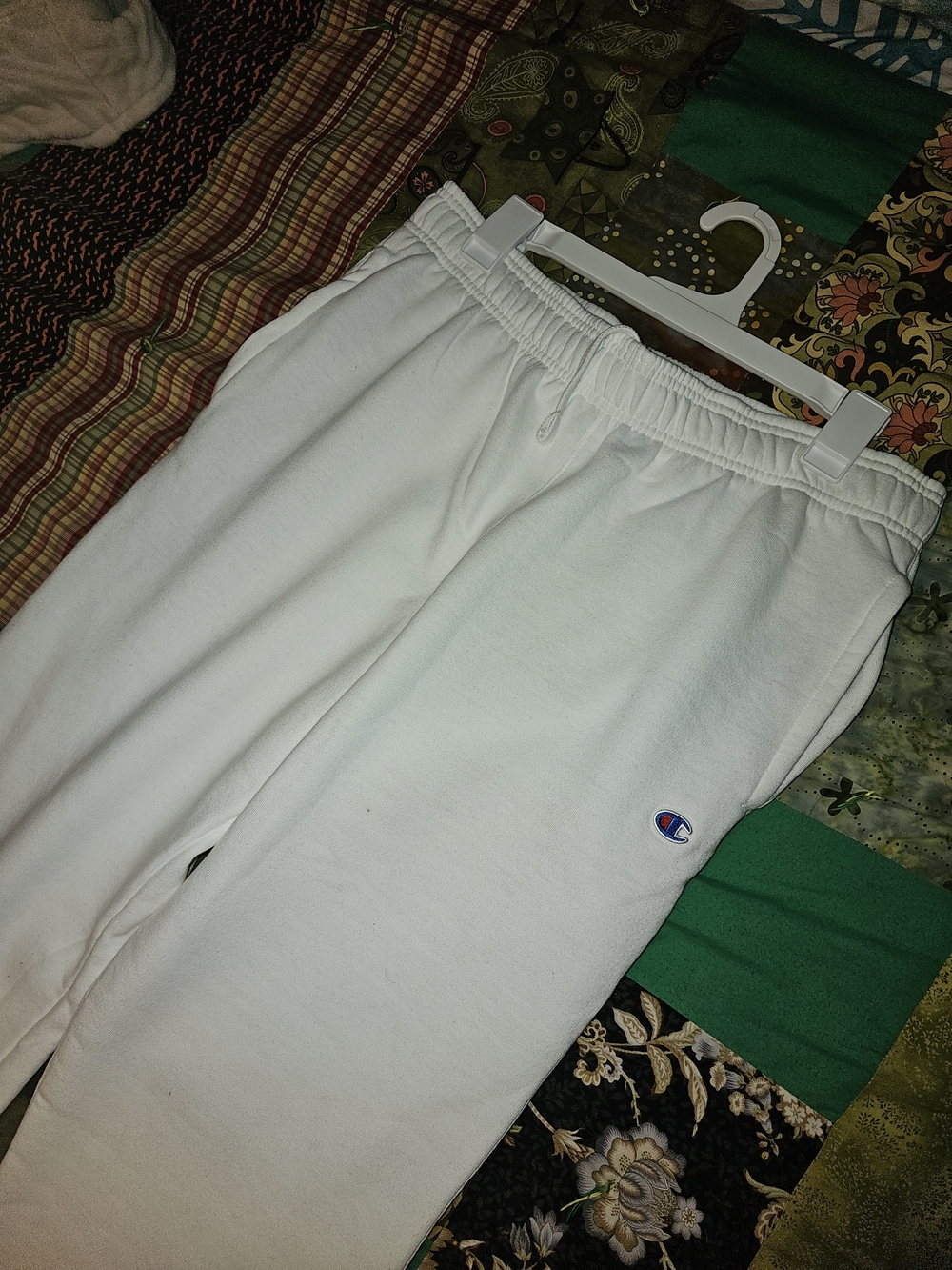Champion White Sweatpants with Small Logo
